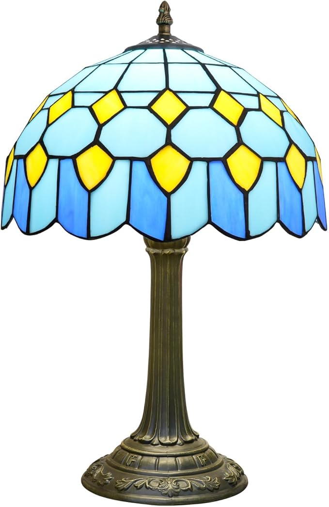 Tiffany Lamp Modern Design Blue Mediterranean Style Stained Glass Lamps Coastal Beach Theme Living Room Office Hotel Bar Kitchen Restaurant Bedroom Bedside Gift Home Decor 12X19 Inch end Table Lamp - Bloomnest