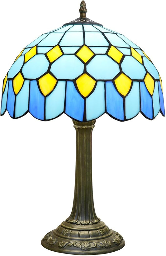 Tiffany Lamp Modern Design Blue Mediterranean Style Stained Glass Lamps Coastal Beach Theme Living Room Office Hotel Bar Kitchen Restaurant Bedroom Bedside Gift Home Decor 12X19 Inch end Table Lamp - Bloomnest