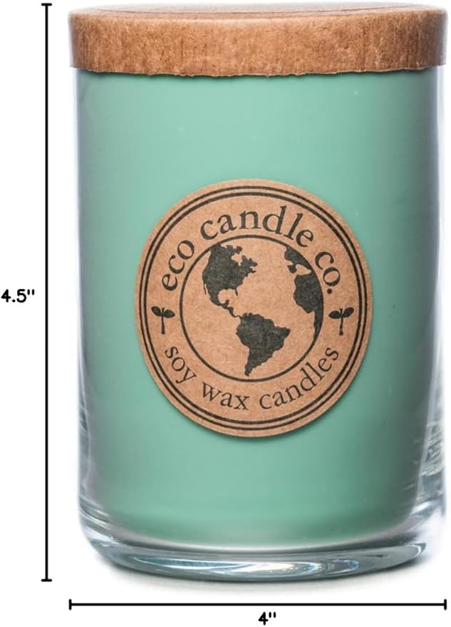 ECO CANDLE CO. Recycled Candle, Grass Stain, 26 oz. Double Wick - Scents of Fresh Cut Grass - 100% Soy Wax, No Lead, Kraft Paper Label & Lid, Hand Poured, Phthalate Free, Midwest Grown Soybeans - Bloomnest