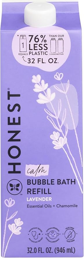 The Honest Company Foaming Bubble Bath Refill Carton Gentle for Baby Naturally Derived Tear-Free Hypoallergenic Lavender Calm 32 fl oz - Bloomnest