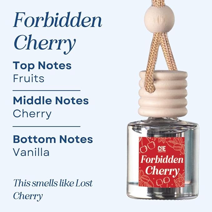 C&E Craft Co Hanging Car Air Freshener Diffuser 2 Pack, Long Lasting Fragrance Oil Car Freshener, Glass Bottle Auto Air Freshener, Made in USA (Forbidden Cherry) - Bloomnest