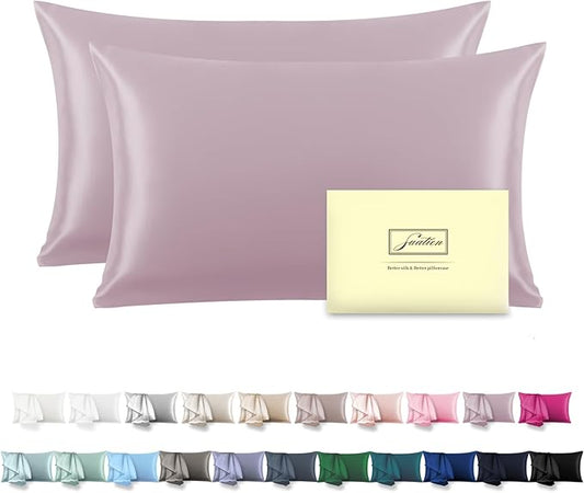 Silk Pillow Cases 2 Pack Soft Breathable and Sliky King Size Pillow Cases Set of 2,Natural Mulberry Silk Pillowcase Set of 2 for Hair and Skin with Hidden Zipper (Lavender,20"X 36",2pcs) - Bloomnest
