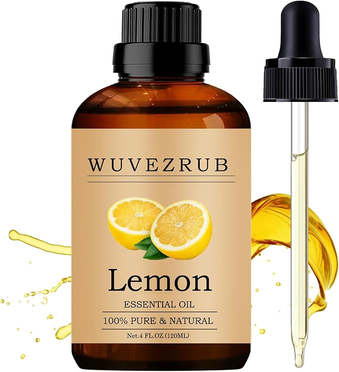 Lemon Essential Oils 120ML, 100% Pure and Natural Essential Oil for Aromatherapy Diffuser - 4 Fl Oz/Lemon WUVEZRUB