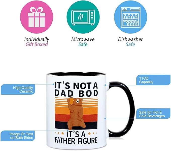 Luka Tech Father Day Gifts,'It's Not a Dad BOD,It's a Father Figure'Fathers Day Mug/Dad Mug.Gifts for Men/Him,Father's Day Gifts from Daughter/Son.Birthday - Bloomnest