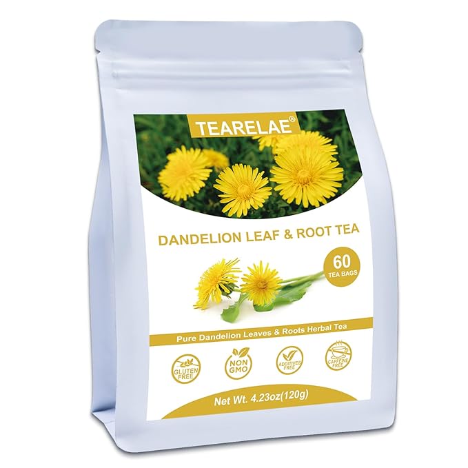 TEARELAE - Dandelion Leaf & Root Tea - 60 Counts Premium Dandelion Leaf and Root Tea Bags - Support Kidney, Aid in Digestion - Non-GMO - Caffeine-Free - Bloomnest