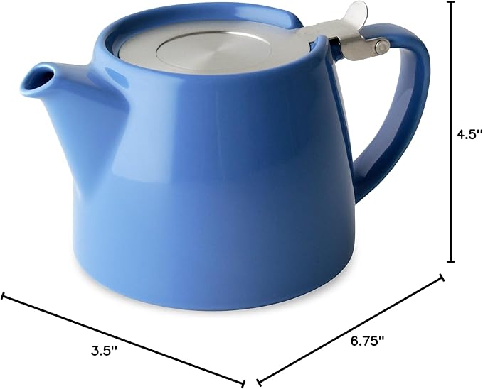 FORLIFE Stump Teapot with SLS Lid and Infuser, 18-Ounce, Blue