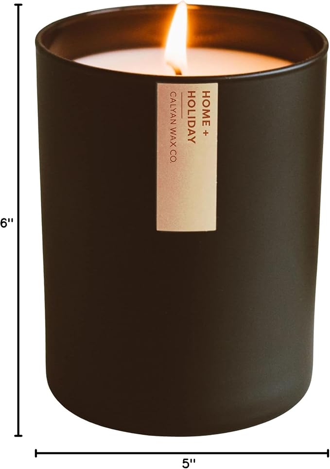 Calyan Wax Co. Home & Holiday Scented Candle - 75 Hour Burn - Luxury Non Toxic Soy Wax Candles - Long Lasting Black Tumbler Jar Candle for Home - 10.2oz - Bloomnest