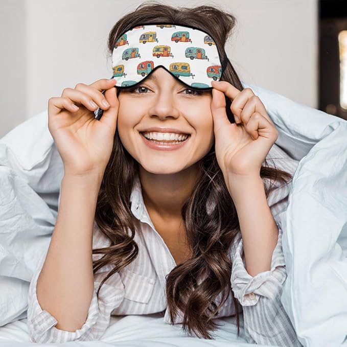 Helicopter Sleep Eye Mask Eye Cover Cartoon Car Bus Vehicle Silk Eye Mask for Sleeping with Adjustable Strap for Travel Nap Shift Work Office - Bloomnest