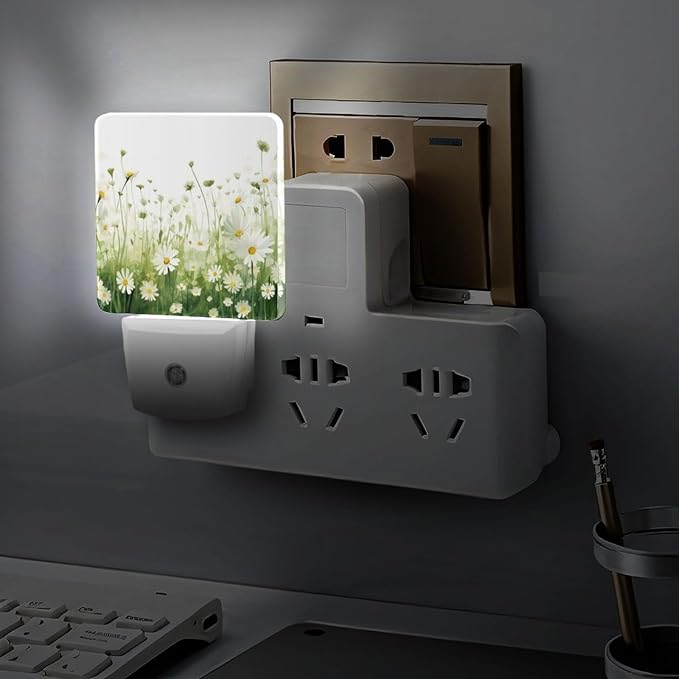 Flowers Night Light, Plug into Wall Decor Nightlights for Bedroom, Bathroom, Hallway, Kitchen, with Dusk to Dawn Light Auto Sensors LED Night Lights for Boys Girls Women Men Room Gifts - Bloomnest