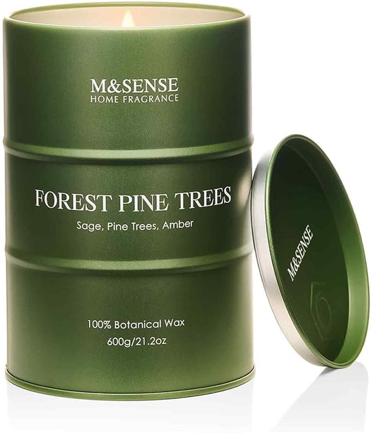 M&SENSE Frosted Pine Scented Candles Large, Natural Soy Candles 21.2oz 120 Hour Slow Burning,Aromatherapy Candle for Stress Relief Meditation Relaxing - Bloomnest