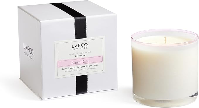 LAFCO New York Signature Candle, Blush Rose - 15.5 oz - 90-Hour Burn Time - Reusable, Hand Blown Glass Vessel - Made in The USA - Bloomnest