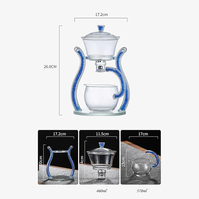 Magnetic Teapot Lazy Kung Fu Glass Semi Automatic Tea Set Household Transparent Tea Set Magnetic Induction Automatic Brewing Teapot Brewer (Yellow) - Bloomnest
