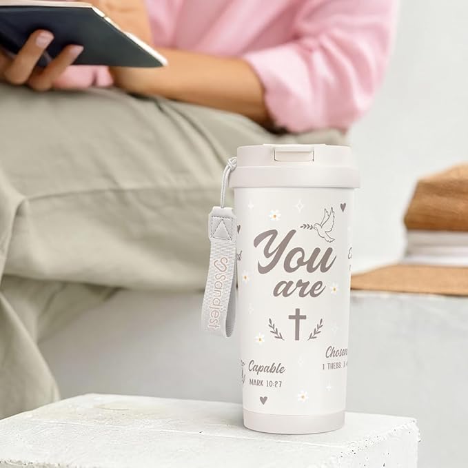 Christian Gifts, You Are Tumbler - Stainless Steel 2-in-1 Lid Coffee Tumbler 18 oz, Insulated Religious Faith Travel Mug Gift for Women, Birthday Christmas - Bloomnest