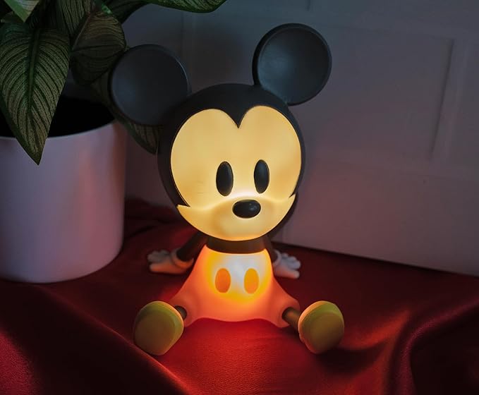 Disney Mickey Mouse Figural Mood Light | Nightstand Table Lamp with LED Light for Bedroom, Desk, Living Room | Home Decor Room Essentials, Cute Gifts and Collectibles | 6 Inches Tall - Bloomnest