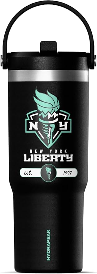 Hydrapeak x WNBA Officially Licensed New York Liberty 32 oz Nomad Tumbler with Handle and Straw Lid, Leakproof Stainless Steel Water Bottle - Bloomnest