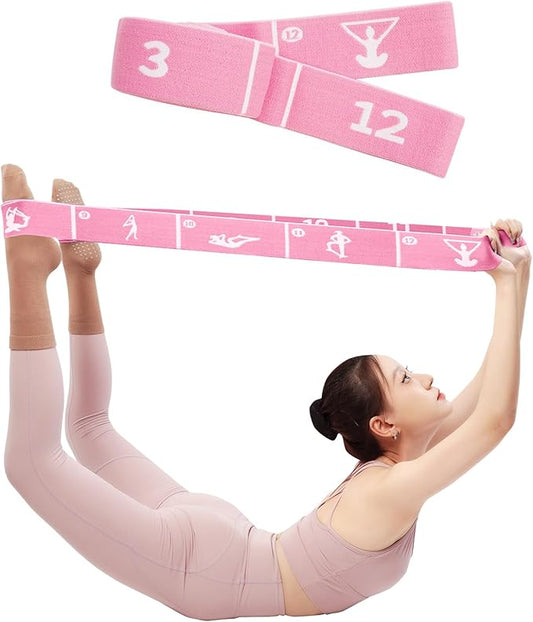Multi-Functional Slimming Resistance Bands Yoga Straps Elastic Stretching Band 10/12 Loops for Pilates, Latin Training, Dance, Gymnastics, Fitness, Ballet and Physical Therapy - Bloomnest