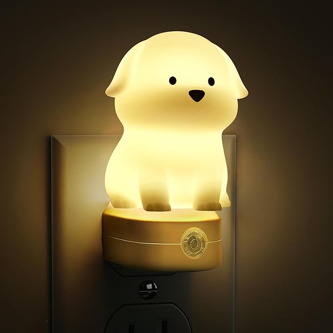 L LOHAS LED Plug in Night Light for Kids, 3D Cute Puppy Night Lights with Dusk to Dawn Sensor, RGB+Soft White 3000K Dog Night Light, Christmas Birthday Gift Nightlight for Kids, Room Decor - Bloomnest