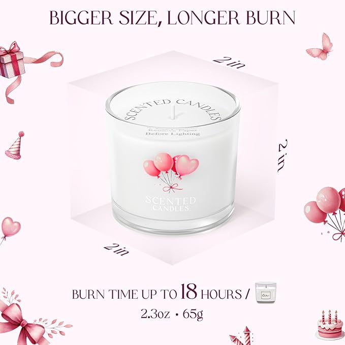 Birthday Candles, Scented Candles Gift Set for Stress Relief, 3 Votive Candles for Women and Men, Birthday Candle Gifts for Women (Pink + Purple + White, 7 oz) - Bloomnest