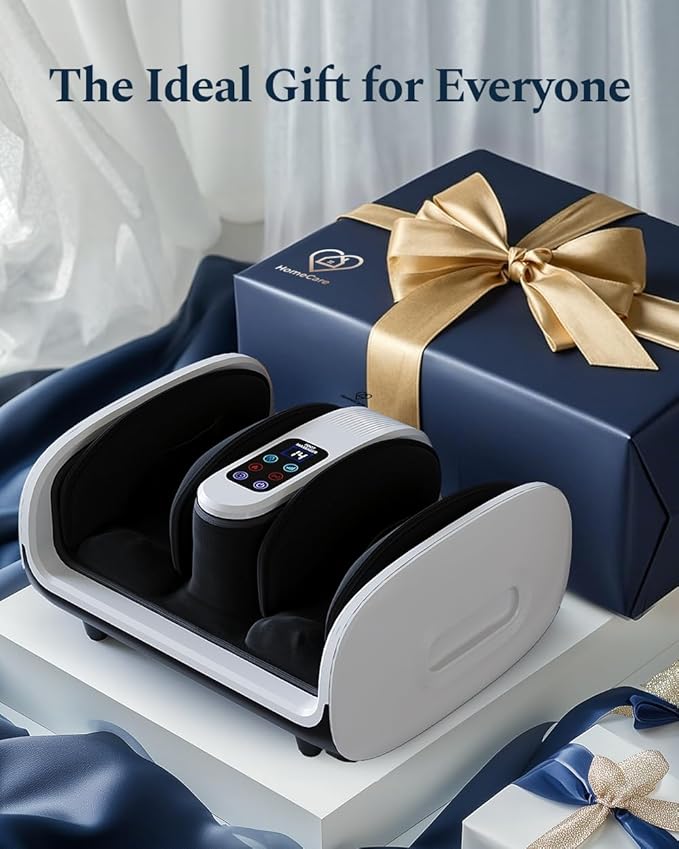 HomeCare Shiatsu Foot Massager with Heat & Ice Therapy - Gray, Deep Kneading for Plantar Fasciitis & Neuropathy Relief, Adjustable Intensity, Feet/Leg/Calf/Ankle at Home/Office,Gifts for Women, Men - Bloomnest
