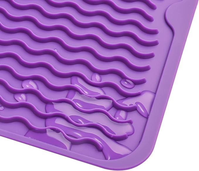 Silicone Dish Drying Mat for Multiple Usage,Easy clean,Eco-friendly,Heat-resistant Silicone Mat for Kitchen Counter or Sink,Refrigerator or Drawer liner Purple M 12 inches x 12 inches - Bloomnest