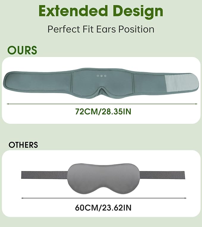 Bamboo Cotton Sleep Mask with Bluetooth Wireless Headphones - Blackout Eye Mask for Sleeping 3D Contoured Sleep Headband Ear Muffs Lengthen & Low Noise Hook for Better Experience (Grey) - Bloomnest