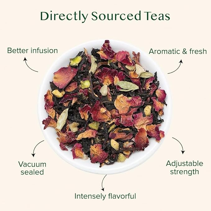 VAHDAM, Blooming Rose Black Tea - Premium Black Tea with Rose Petals (3.5oz) DELICIOUS & AROMATIC Black Tea Loose Leaf with Fragrant Rose Petals | Vacuum Sealed Pack - Bloomnest