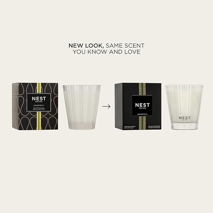 NEST New York Scented Classic Candle, Grapefruit - 8.1 oz - Up to 60-Hour Burn Time - Reusable Glass Vessel - Bloomnest