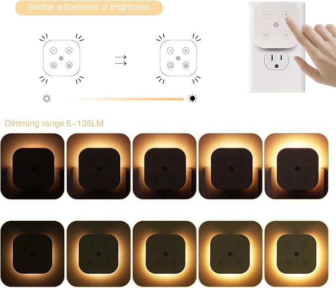 Three Color Temperature Dimmable Night Light Plug in Wall, with Auto Dusk to Dawn Sensor, Plug in Night Light, LED, Kids, Adult, Bedroom, Hallway, Bathroom,Kitchen, Stairways(2 Pack) - Bloomnest