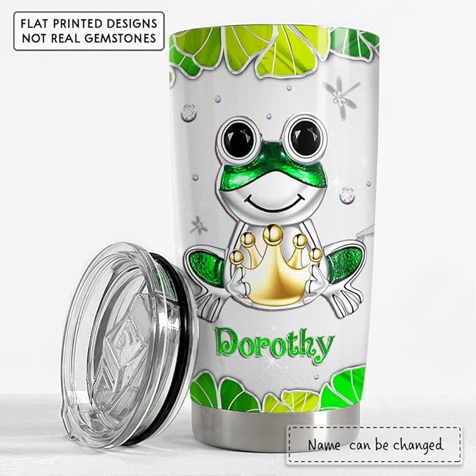 SANDJEST Personalized Frog Tumbler Cute Drinking Cup Jewelry Style 20oz 30oz Tumblers with Lid Gift for Women Girl Daughter Sister Animal Lovers Christmas Birthday - Bloomnest