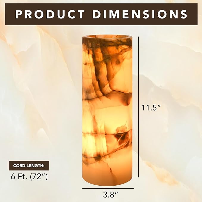 UMAID Handcrafted Onyx Marble Table Lamp, Each Lamp One-of-a-Kind with Natural Patterns, Warm Amber Glow, Dimmable Cord & Bulb, Modern Home Decor for Bedroom, Desk, Office, Living Room, or Bedside