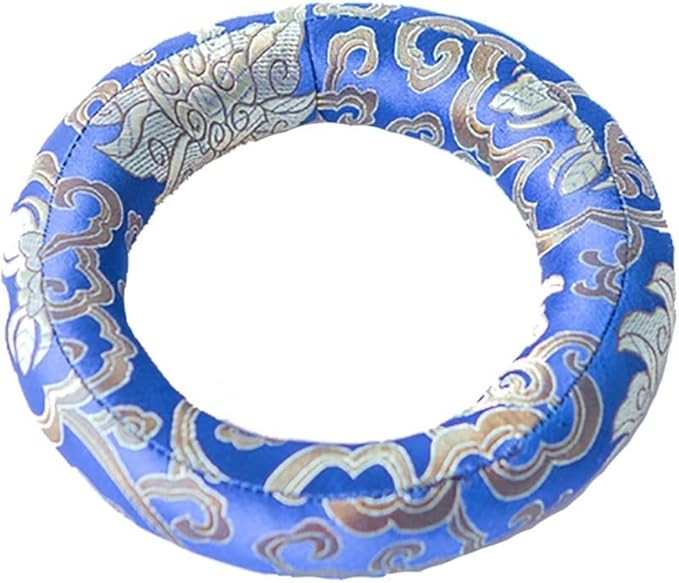 Singing Bowl Cushion Silk Brocade Ring Cushion Pillow，Used for Crystal/Tibetan Singing Bowls ，Singing Bowls Cushion,O-Ring，Buddhist Sound Bowl Pad (Color : Indigo-A, Size : 6-12'' 7 Pieces) - Bloomnest