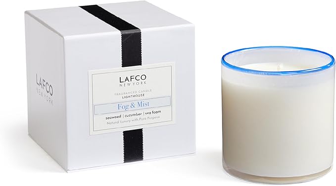 LAFCO New York Signature Candle, Fog & Mist - 15.5 oz - 90-Hour Burn Time - Reusable, Hand Blown Glass Vessel - Made in the USA - Bloomnest