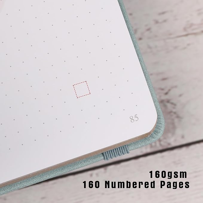 TIEFOSSI Dotted Journal Notebook, Dot Grid Notebook for Women Men, Hardcover PU Leather Journal, 160 GSM Thick Paper, 160 Numbered Pages with Gold Edges, 8 x 8 Square Diary - Bloomnest