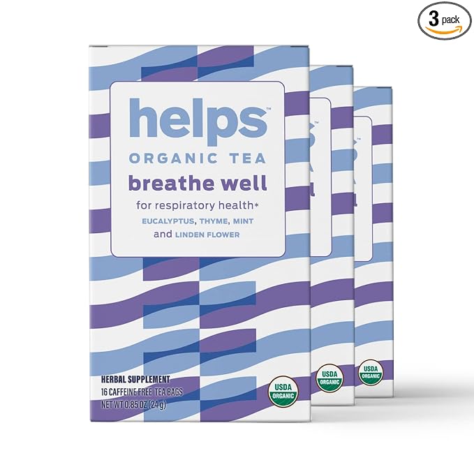 HELPS TEAS | Helps Breathe Well Tea | Organic herbal blend of Eucalyptus, Thyme, Tila and Mint that clear your sinuses and strengthening your inmune system | 16 Tea Bags - Pack of 3 | - Bloomnest