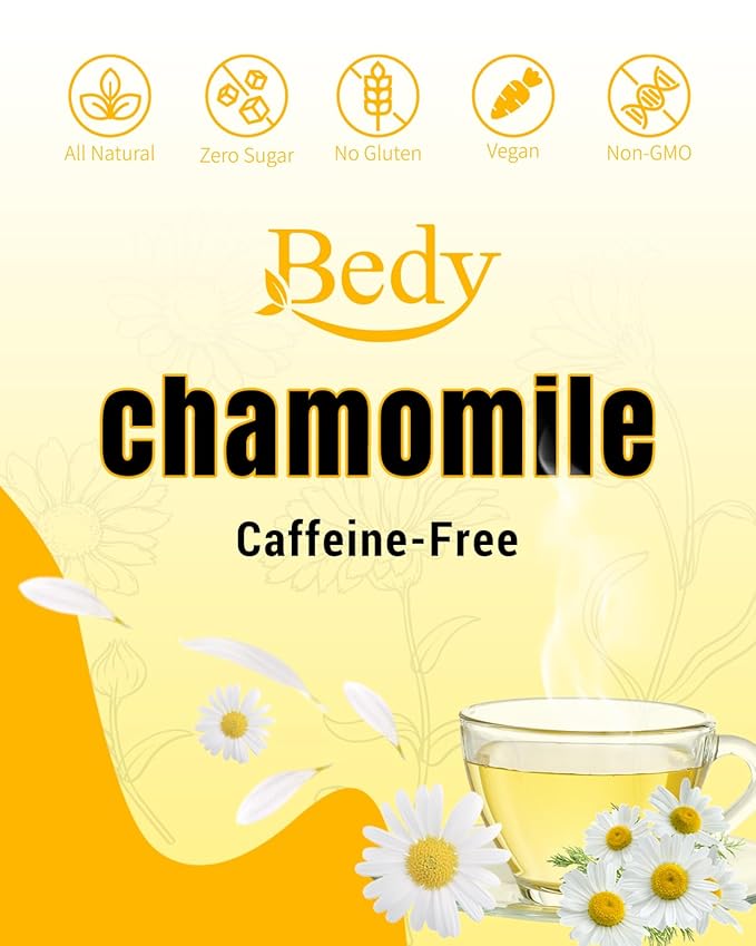 Bedy Chamomile Tea Relaxing & Calming, 120 Teabags Individually Wrapped Herbal Tea, Non-GMO, Caffeine Free - Bloomnest