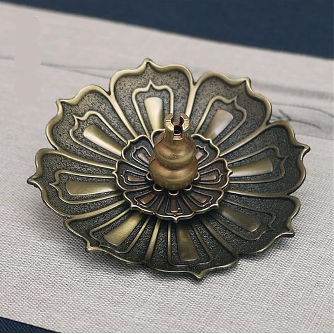 Lotus Shape Incense Holder, Bronze Detachable Burner with Stick Tray, Meditation Yoga Home Decor