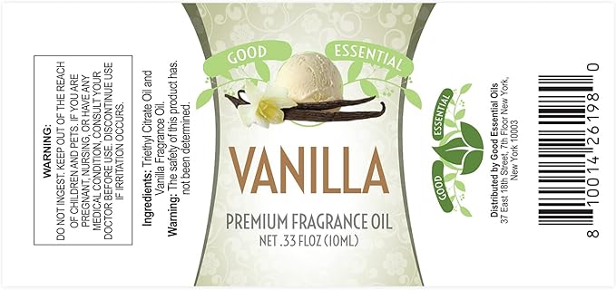 Good Essential Professional Vanilla Fragrance Oil 10 ml (0.33 fl oz) for Candles, Soaps, Perfume, Home Fragrance, Vanilla Diffuser Oil, and Body Lotion GoodEssential