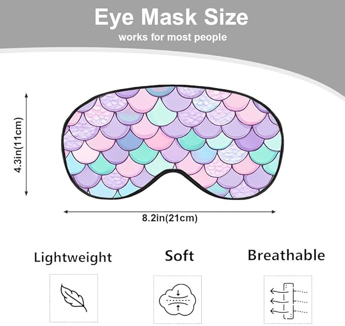 Mermaid Scales Eye Mask Sleeping Mask Pink Purple Blue Green Scales Marine Life Sleep Masks Silky Soft Eye Cover for Women Men Shading Blindfold for Air Travel Sleeping - Bloomnest