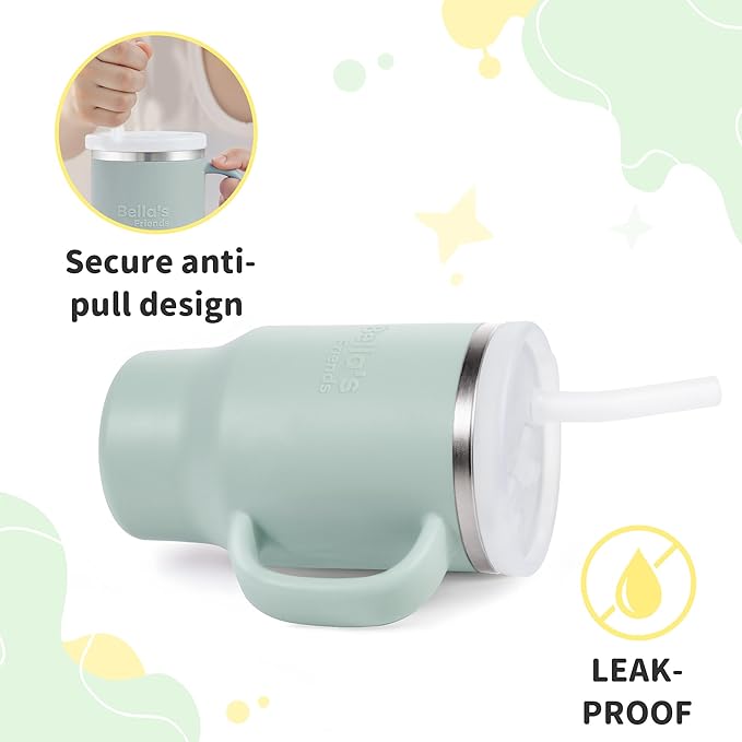Bella's Friends Handy Mini Tumbler – Adorable 9 oz Sippy Cup for Toddlers 1-3 years old, Flexible Straw, Stainless Interior & Silicone Body, Leak‑Proof, Dishwasher Safe, Ideal for Travel or At Home - Bloomnest