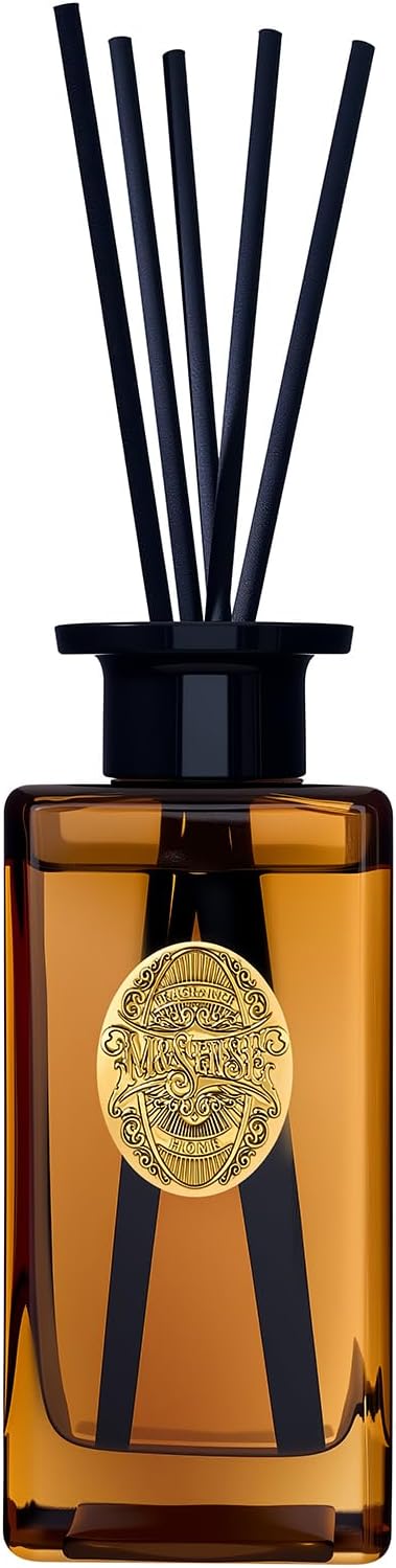 M&SENSE 10.14 oz Large Reed Diffuser Set | Tobacco Teakwood Scent Oil Diffuser with Sticks | Hotel Collection Non-Toxic Essential Oil |for Bedroom Bathroom Living Room - Bloomnest