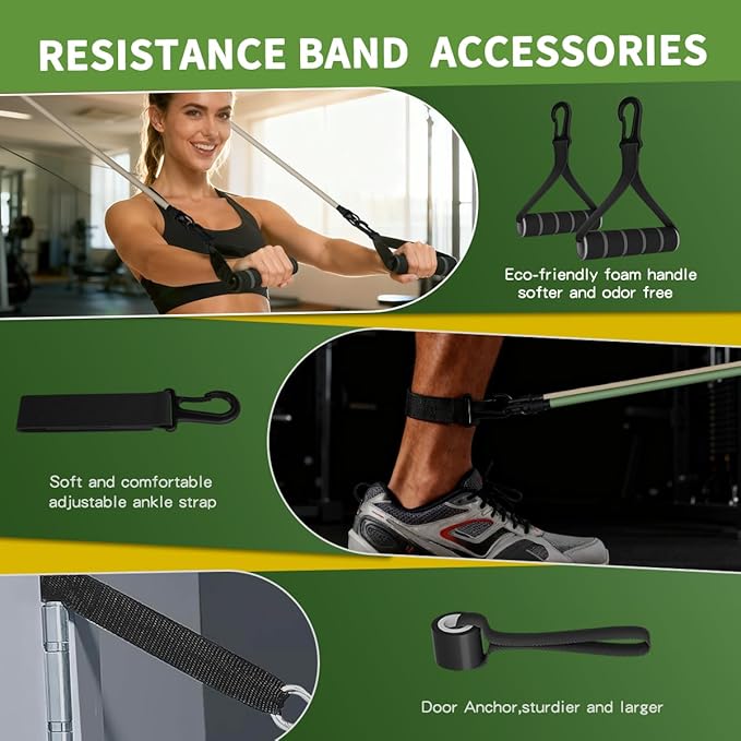 WHATAFIT Resistance Bands, Exercise Bands，Resistance Bands for Working Out with Handles for Men and Women Fitness, Strength Training Home Gym Equipment - Bloomnest
