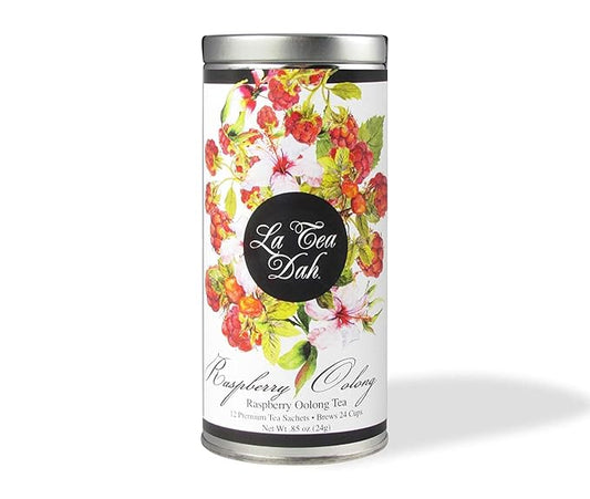 Raspberry Oolong Tea by La Tea Dah, Premium Raspberry Tea Bags Made with Oolong Tea Leaves, Apple Bits, Cranberry Bits, Hibiscus, & Natural Raspberry Flavor, Fruity Tea (12 Sachets)