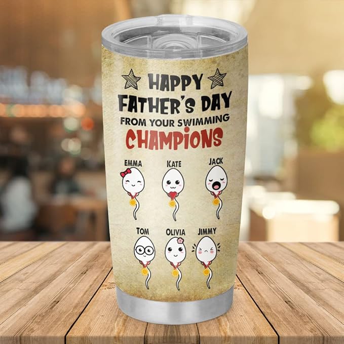 Custom Funny Gifts for Dad with Kids Names Personalized Fathers Day Tumbler from Daughter Son Daddy Gifts from Kids for Fathers Day Birthday 20oz Cup with Lid Vacuum Insulated Travel Coffee Mug - Bloomnest