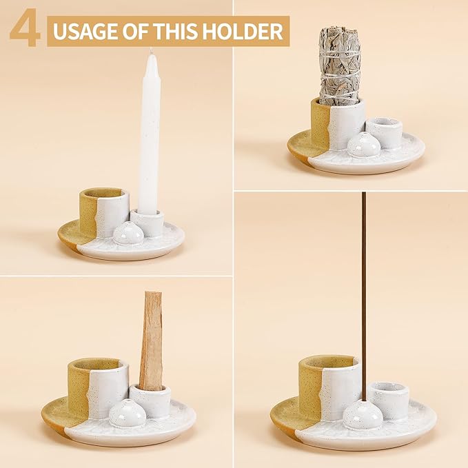 Palo Santo Sticks Holder, Multi-Purpose Handmade Ceramic Incense Burner for Palo Santo Incense Sticks, Sage Holder for Burning, Ash Catcher Tray for Meditation Yoga Room (Terracotta) ToolSentryX