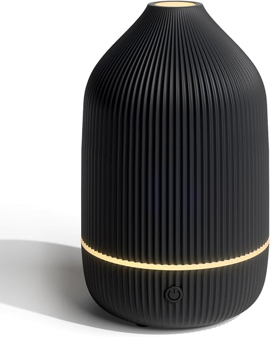 Essential Oil Diffuser, 100ml Aromatherapy Diffuser, Mini Ultrasonic Diffuser for Essential Oil, Home, Office, Cool Mist Humidifier with 7 Led Light, Auto Shut-Off, Black - Bloomnest