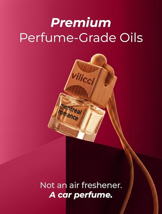 Vilicci Car Air Freshener | Luxurious Auto Perfume | Premium Hanging Air Freshener | Long Lasting Fragrance for Auto and Home | 1 Bottle of Car Scent (1 Count (Pack of 1), Montreal Romance) - Bloomnest