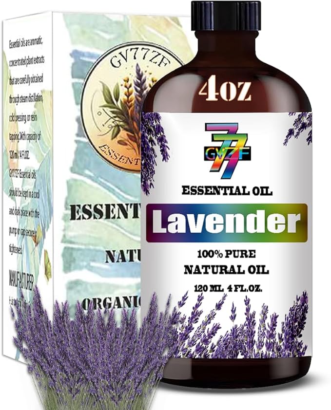 Lavender Essential Oil (4 oz/120 ml) — Lavender Oils for Aromatherapy, diffusers, humidifiers, Home fragrances, DIY Skincare, soap Making, DIY Candle Making, Relaxation, Yoga, and Meditation GV77ZFESSENTIALOILBUYNOW