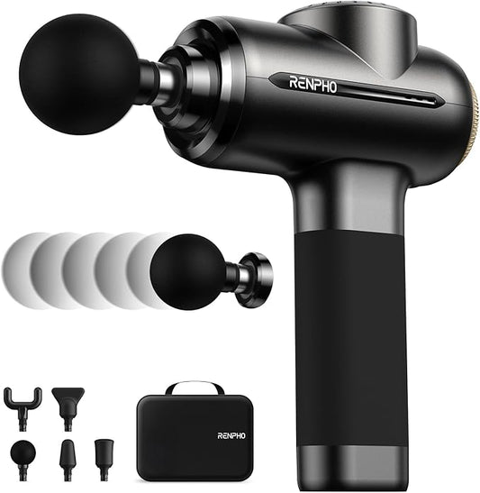 RENPHO Massage Gun Deep Tissue with 8-12mm Adjustable Amplitude Heavy-Duty, Percussion Professional Muscle Massager Gun with Portable Case for Athtetes & Home Use, Active EVO - Bloomnest