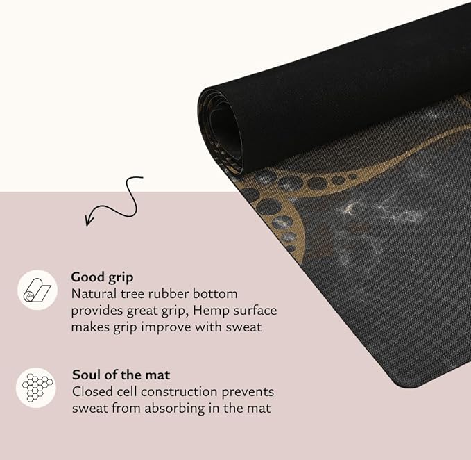 Shakti Warrior Pro Hemp Mat - Artist Designed, Premium Printed Eco-Friendly Non-Slip mat, Great for Regular & Hot Yoga, Pilates, Workouts 72 inch x 24 inch x 3mm Thick