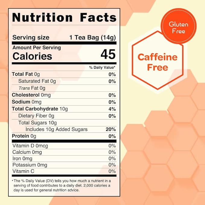 True Honey Rooibos Tea Bags - Honey Crystals Blended in Every Sachet - Decaf Red Rooibos Tea - All Natural Organic Herbal Caffeine Free Tea Bag 24 Count - Bloomnest